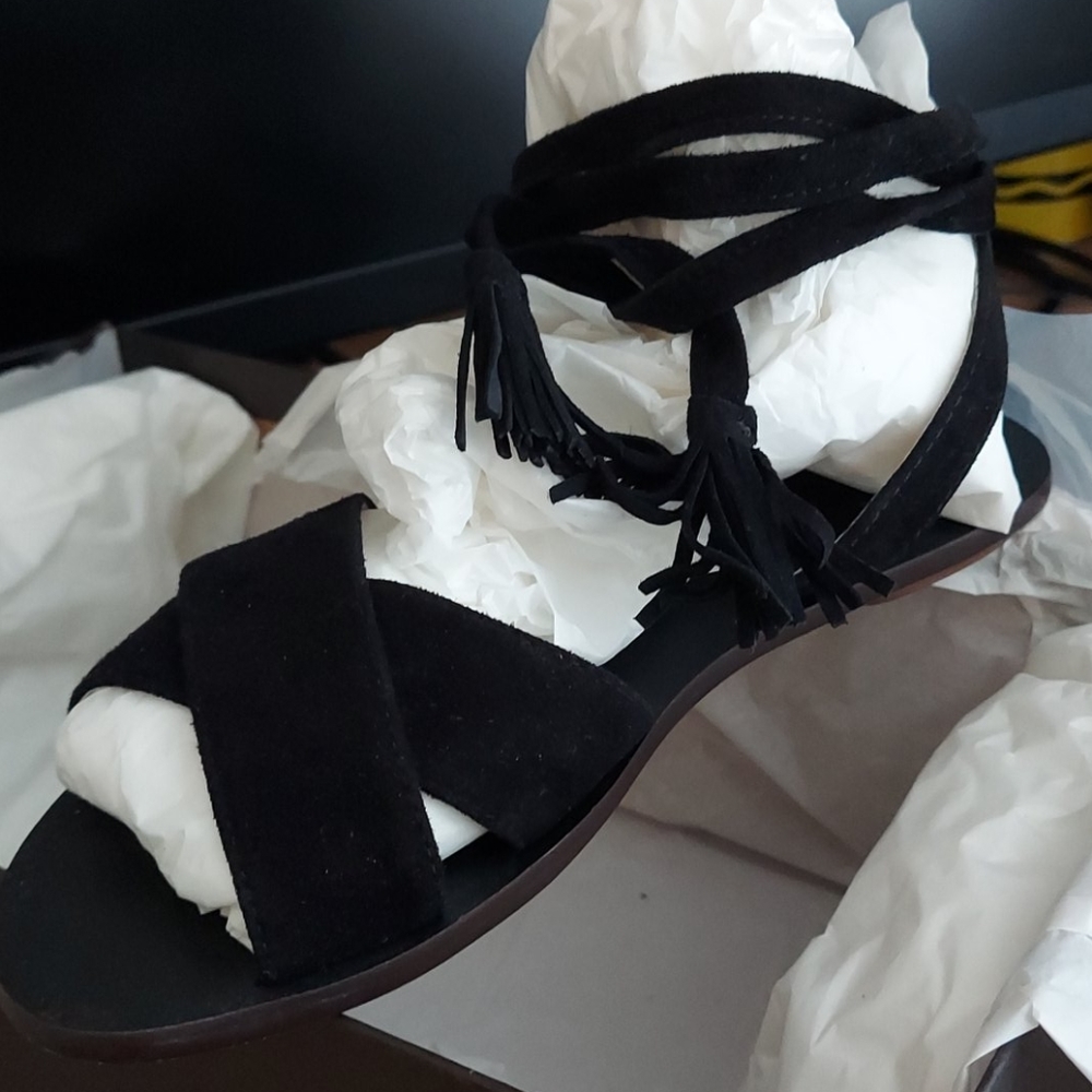 Black suede sandals